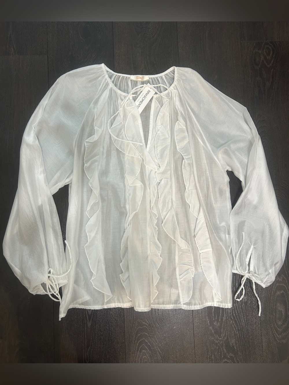 ⁠NWT Rinascimento Italian White Ruffle Blouse O/S Coquette Cottagecore Boho⁠